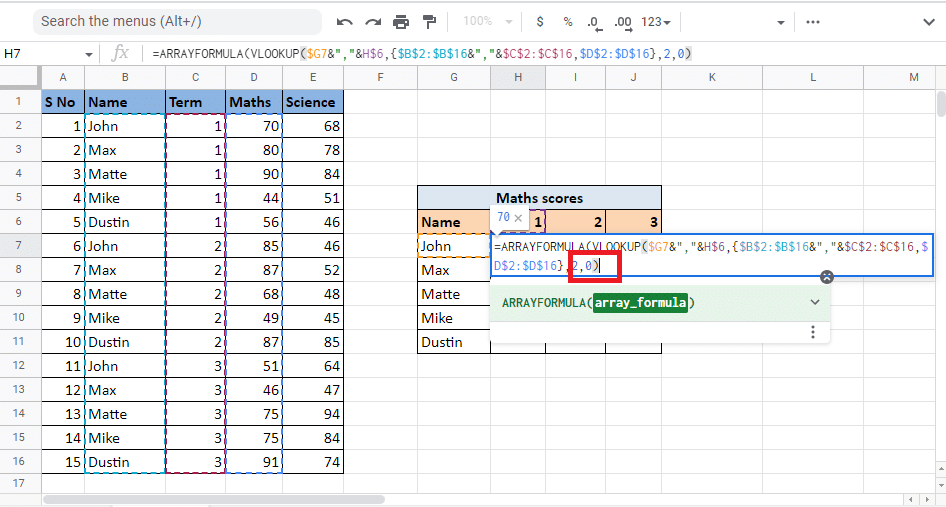 Add comma (,) and type 0 to get the exact match followed by closing the bracket to close the VLOOKUP formula | How to VLOOKUP Multiple Criteria and Columns in Google Sheets