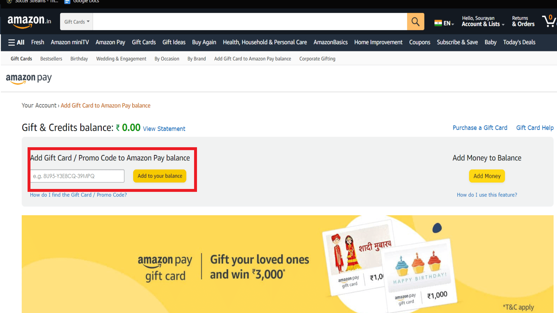 dodaj prezent lub kod promocyjny | Jak usunąć kartę podarunkową Amazon
