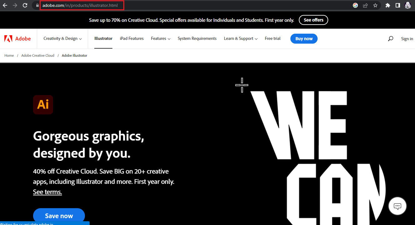 Adobe Illustrator home page