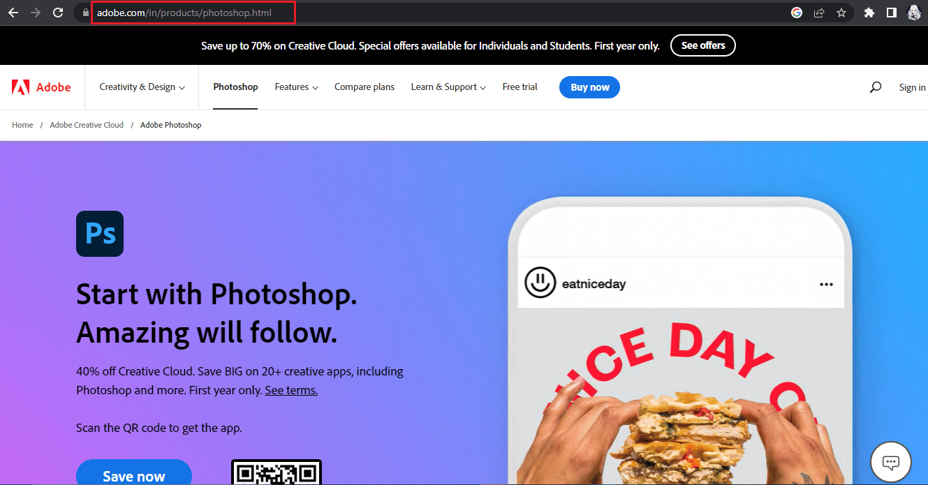 Adobe Photoshop home page