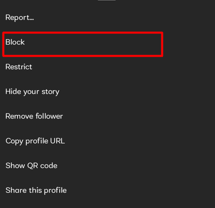 After being prompted, press the Block icon.