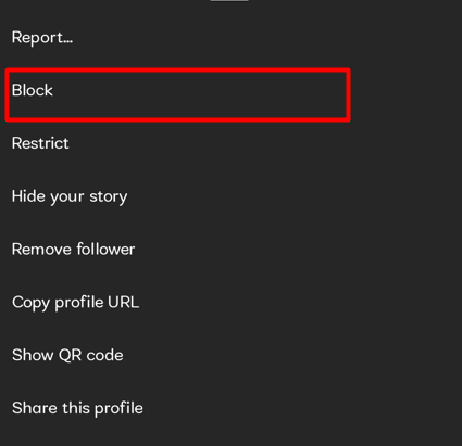After being prompted, press the Block icon. | stop spam bots on Instagram