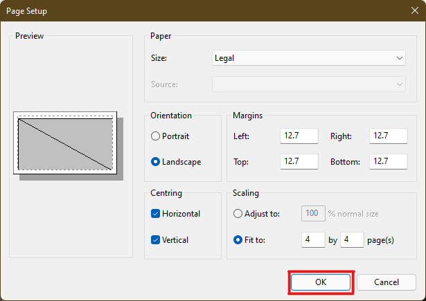 After setting up everything, click on OK. | how to print large image on multiple pages
