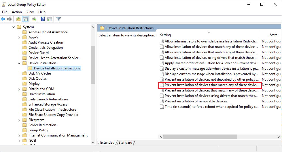 search for Prevent installation of devices that match any of these device instance IDs on the right pane. How to Disable Laptop Keyboard on Windows 10