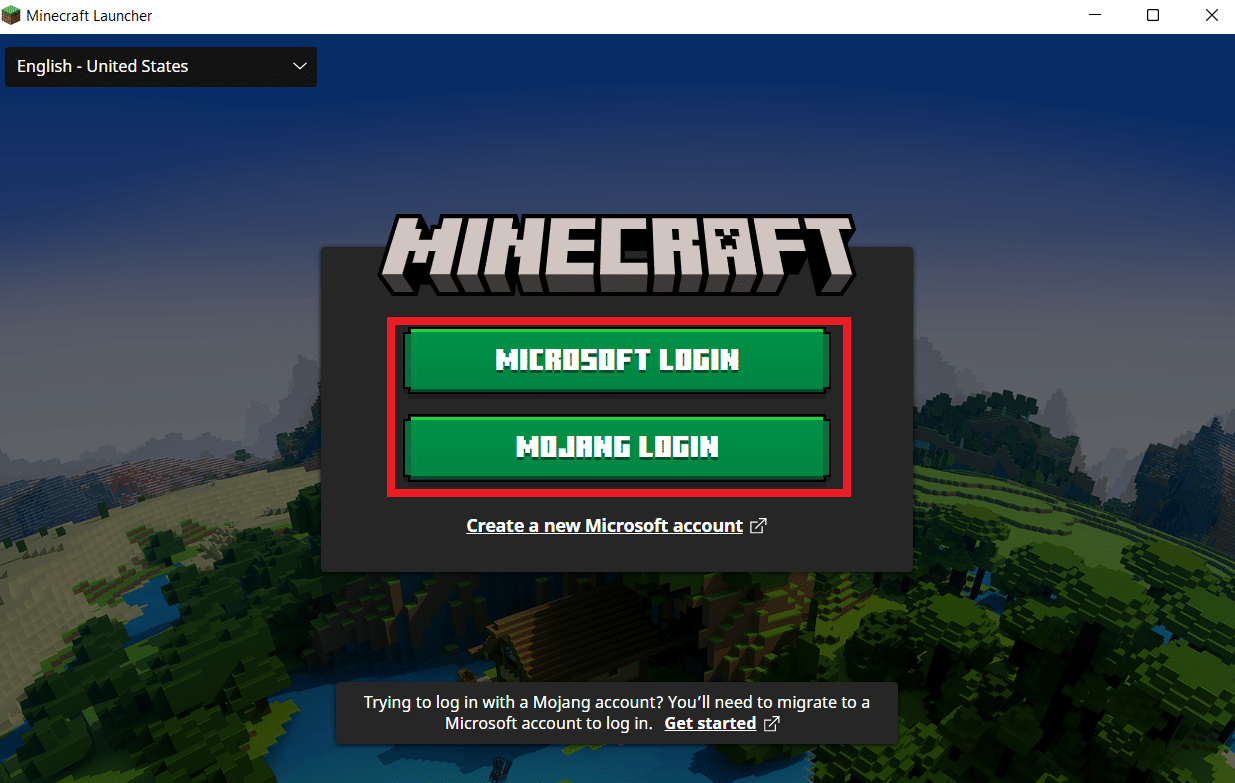 After the download is finished, login into your Microsoft or Mojang account