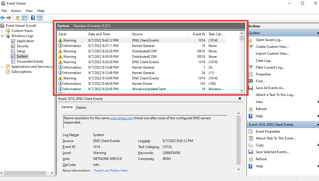 analyze the error and see what action happened before the error