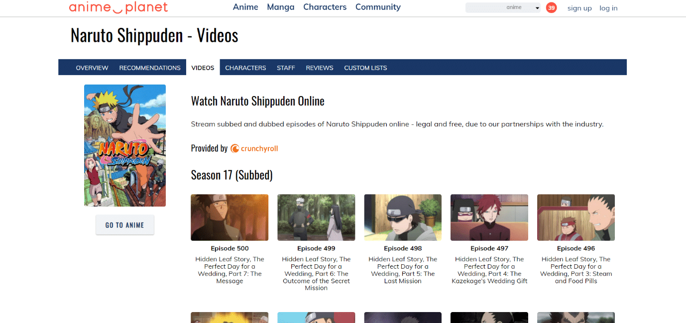 Animeplanet. 21 Best Website to Watch Naruto Shippuden