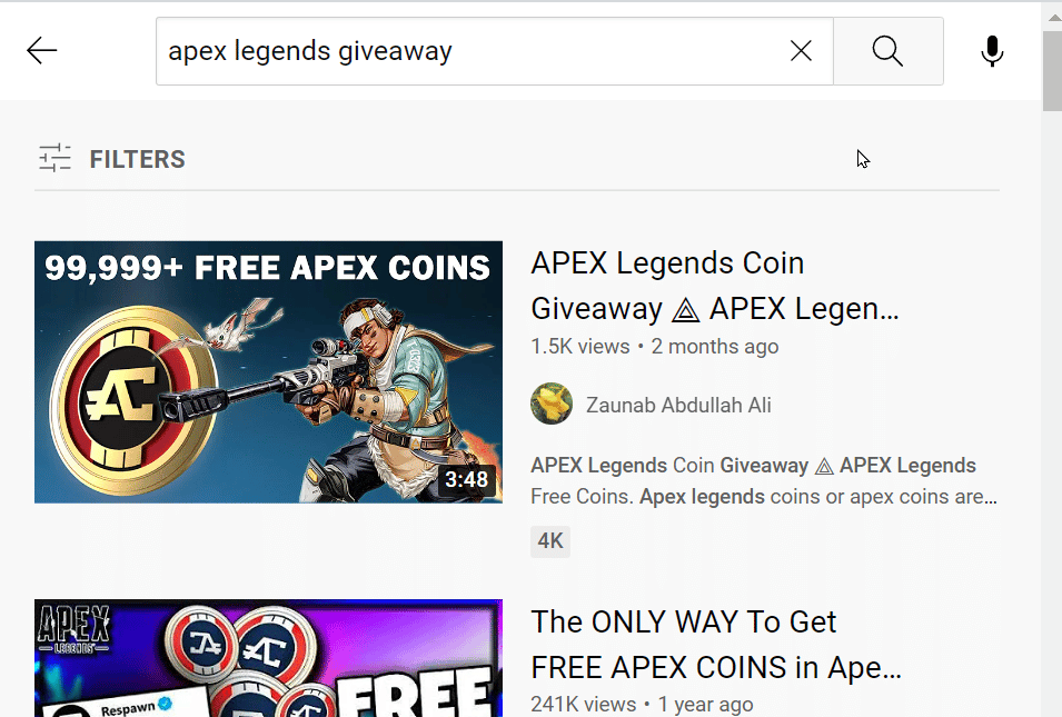 apex legends giveaway youtube page
