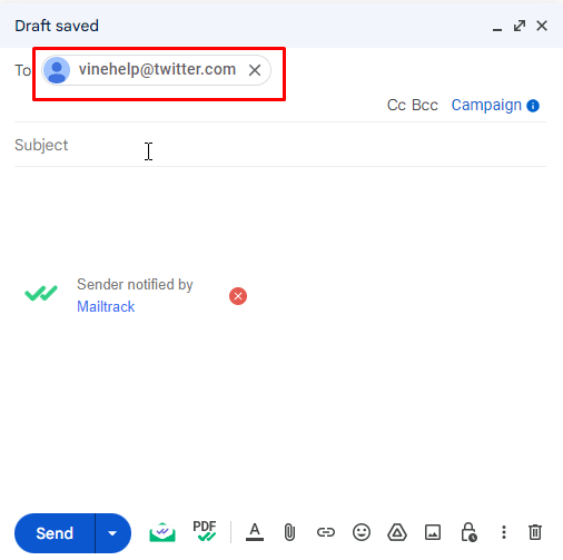 As Vine’s website is not functional, You can only deactivate your account using their email support. Click on the compose button and in the recipient field fill in vinehelp@twitter.com. 