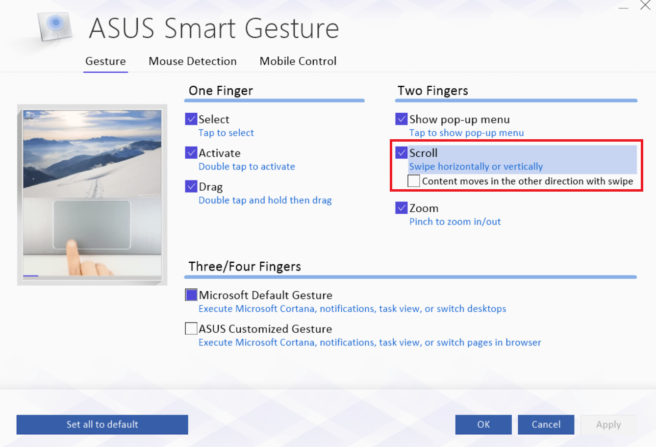 Asus Smart Gesture for customizing
