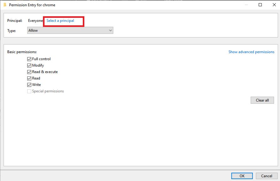 click the blue Select a principle button. Fix Set User Settings to Driver Failed in Windows 10
