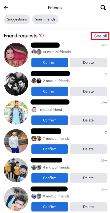 At this point, click the See all option next to the Friend Requests area | How to See Friend Requests You Sent on Facebook