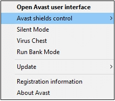 Avast shields control option.