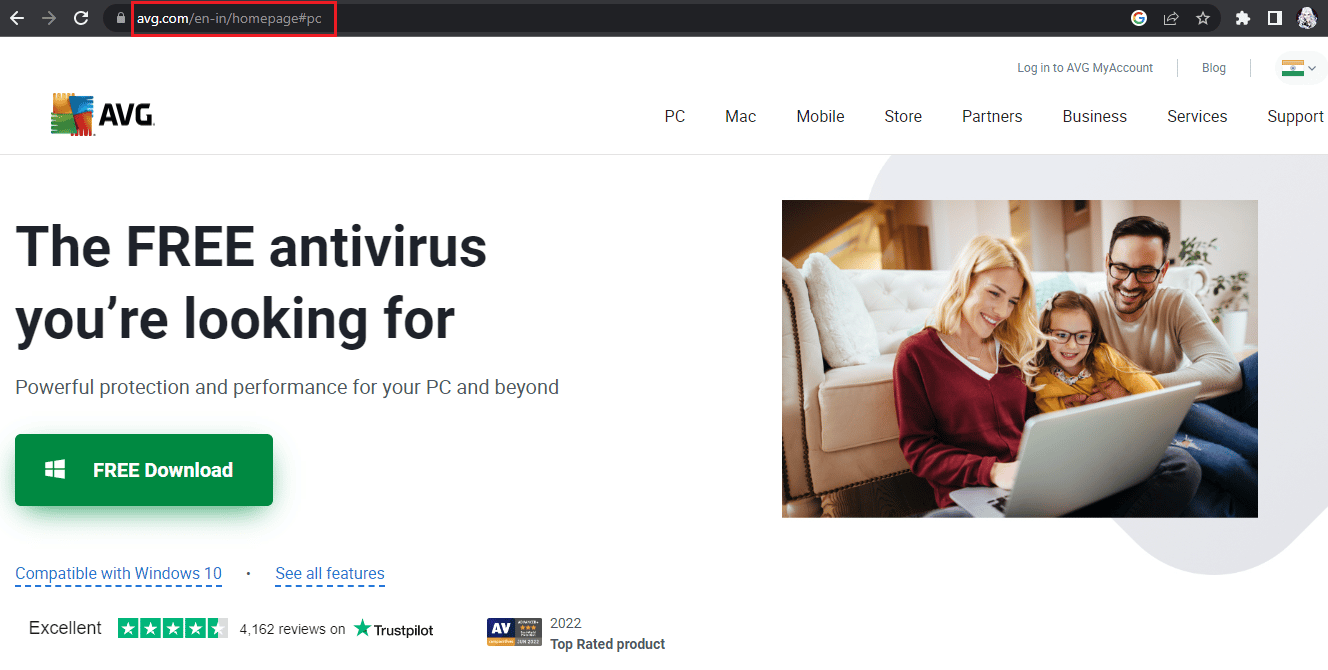 Página de inicio de AVG Antivirus gratuito