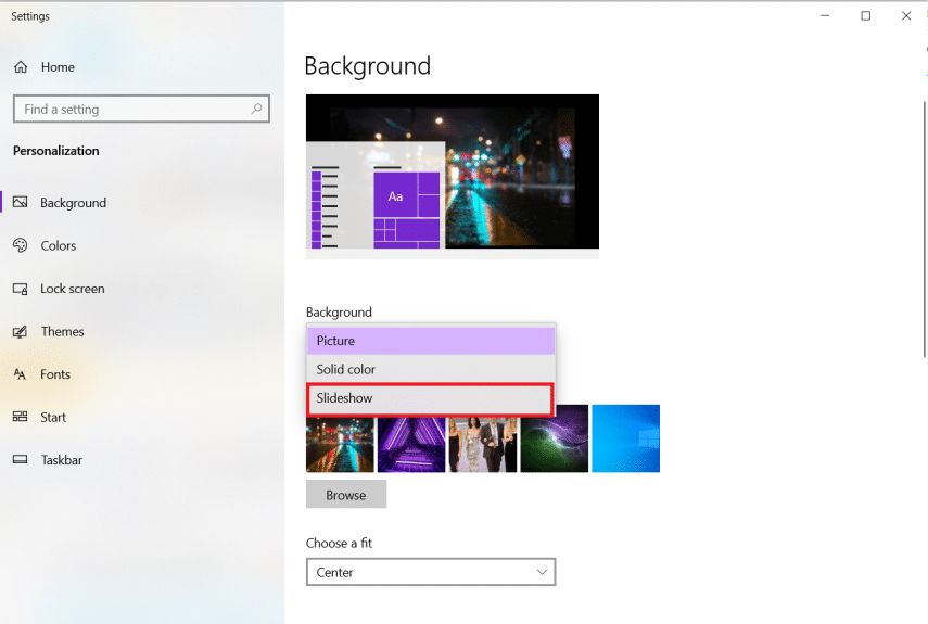 in the background menu select slideshow in the dropdown background option. How to Setup 3 Monitors on a Laptop