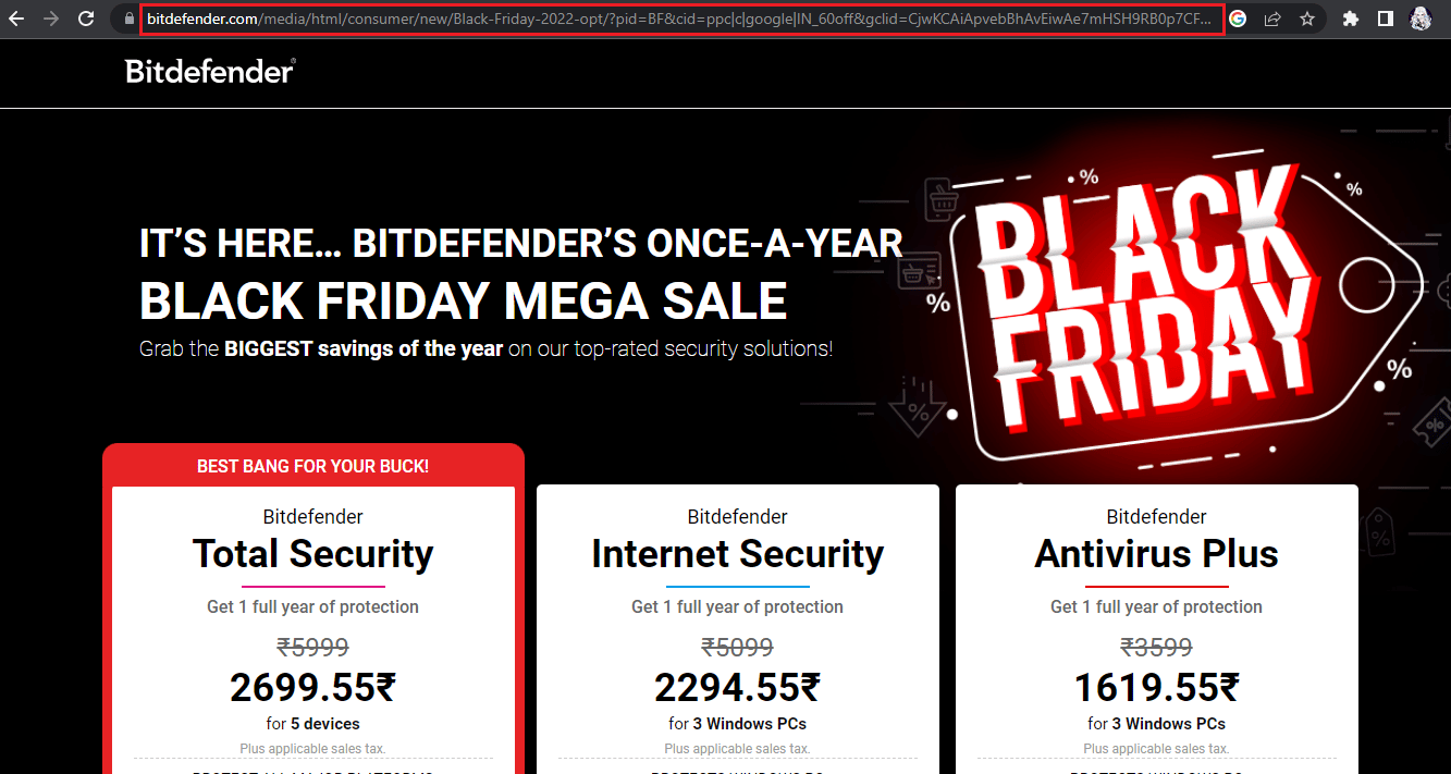 Página de inicio de Bitdefender