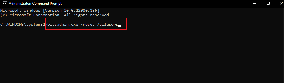 bitsadmin.exe reset allusers command