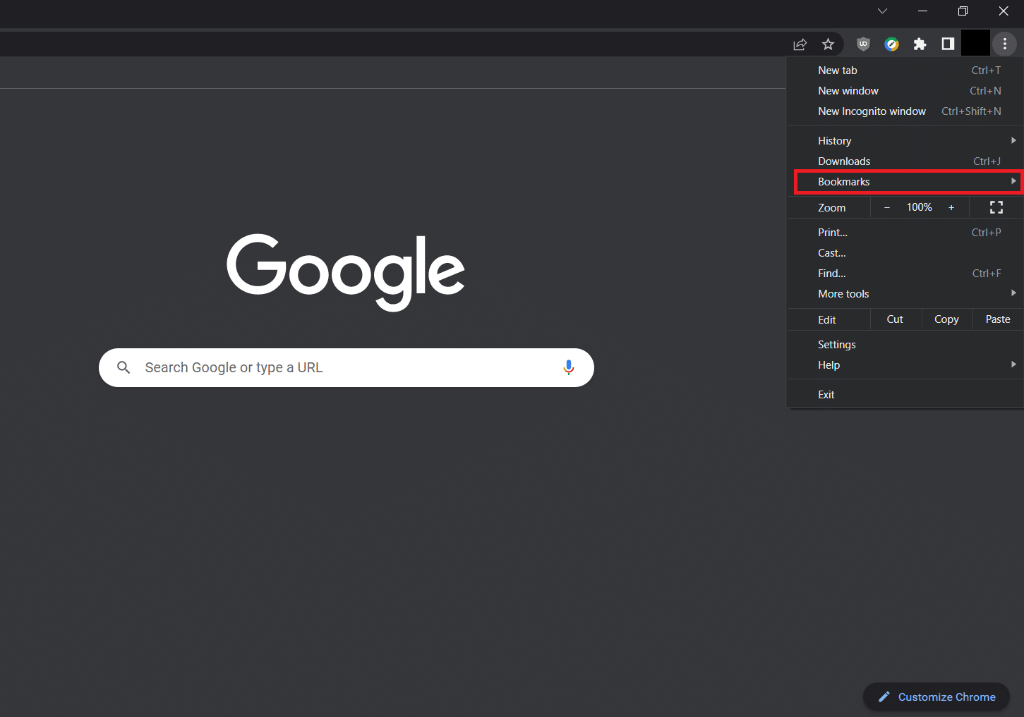 Bookmarks. How to Show Toolbar in Chrome