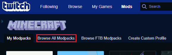 browse all modpacks. What is Twitch Minecraft Installation Process
