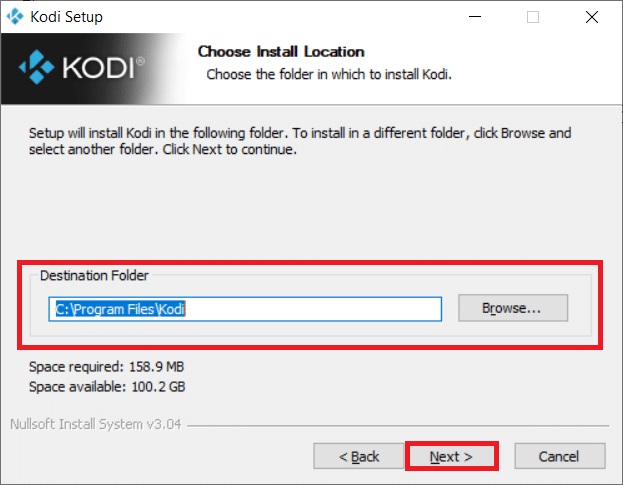 Browse the destination folder and click on Next. How to optimize Kodi