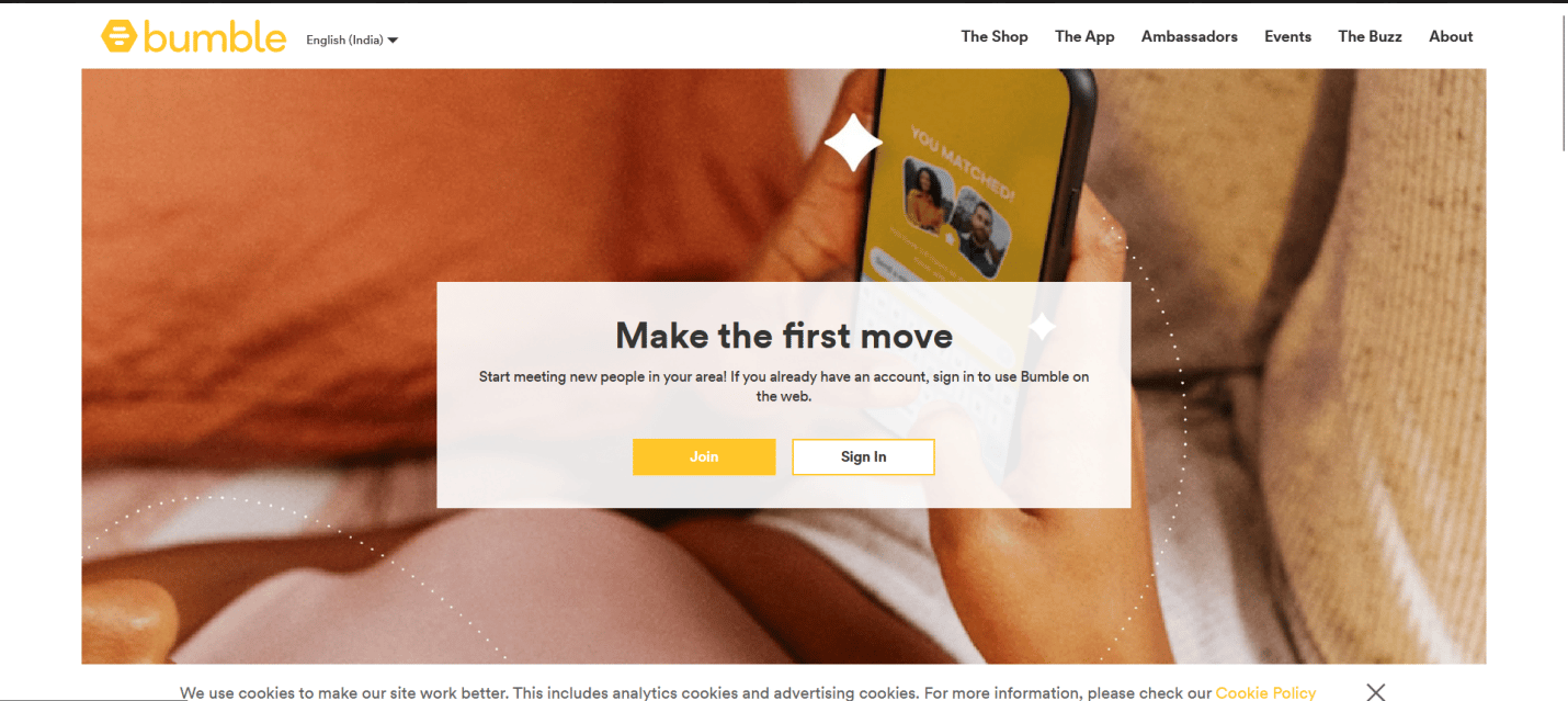 Bumble Sign Up page