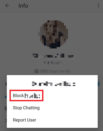 Tap on Block [profile name]