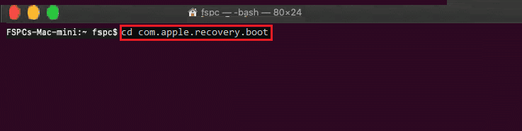 команда cd com.apple.recovery.boot