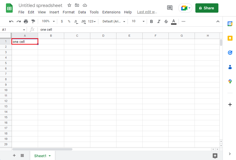 cell google sheets