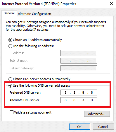 Change DNS address. Fix Unspecified Error League of Legends in Windows 10