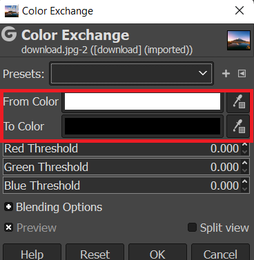Change the colours in the From Color and To Color fields to the colours you want to replace. How to Replace Color GIMP
