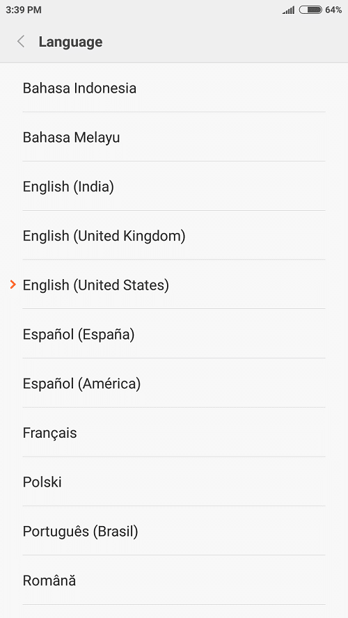 change the default language of the android phone