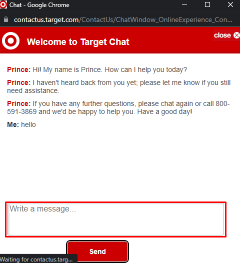 Chat with Target Customer Representative 