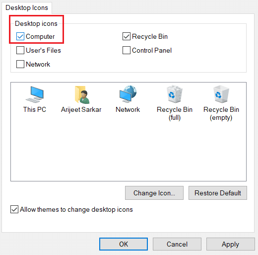 check Computer in Desktop icon settings