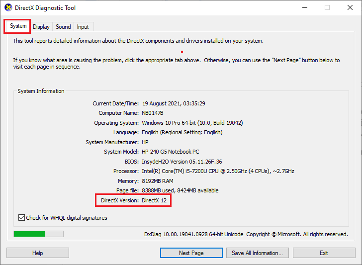 check Direct X Version in DirectX Diagnostic Tool. How to Fix Skyrim Crash to Desktop
