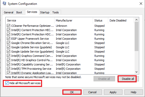 Установите флажок «Скрыть все службы Microsoft» и нажмите «Отключить все». Исправлено неработающее наложение Origin в Titanfall 2