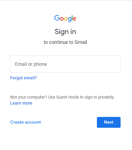 Check Gmail log in credentials