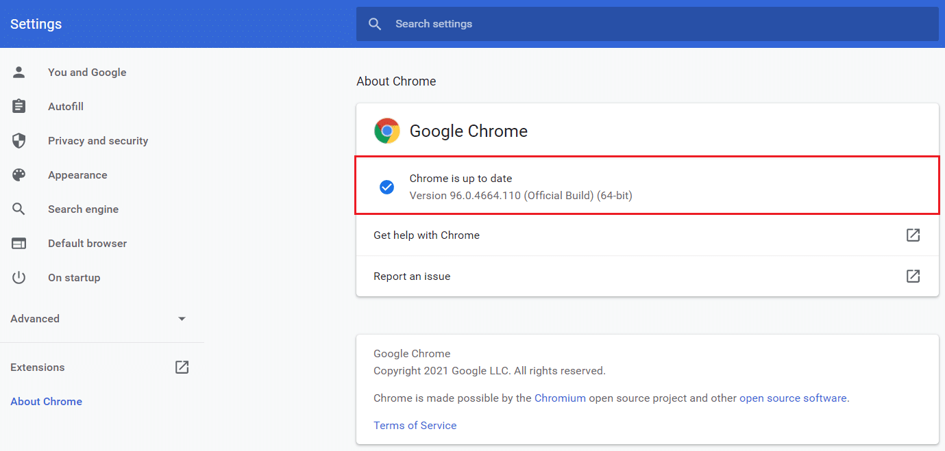 comprobar si Chrome está actualizado o no