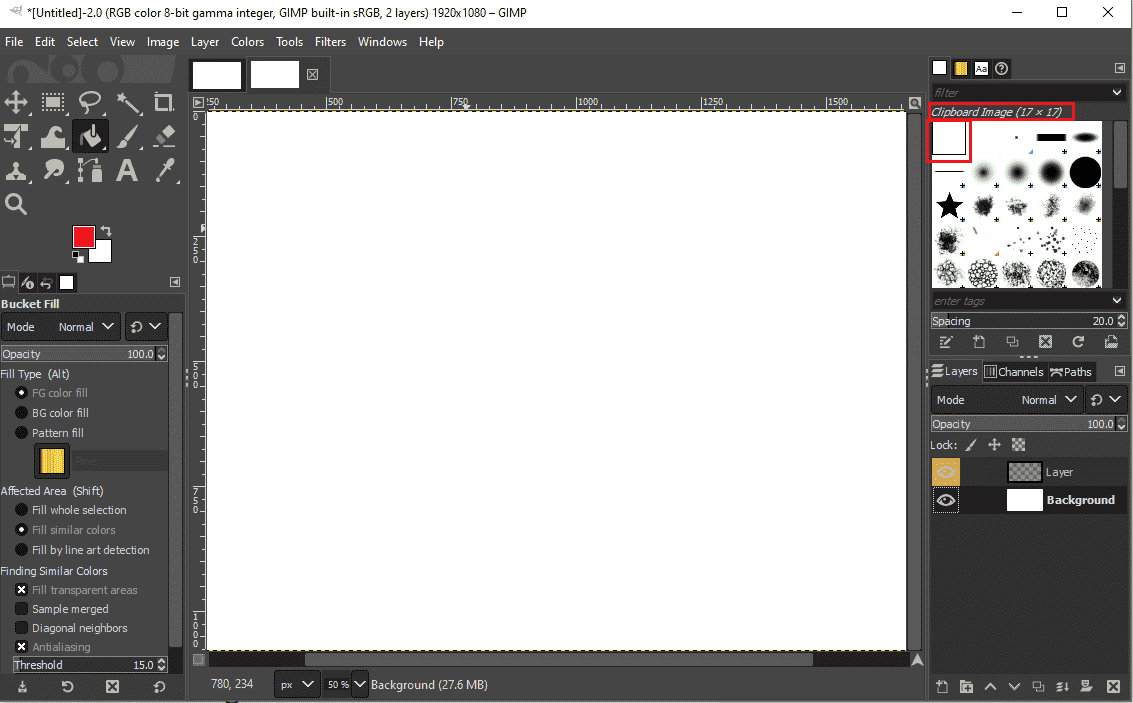 Check if you have selected the Clipboard image brush