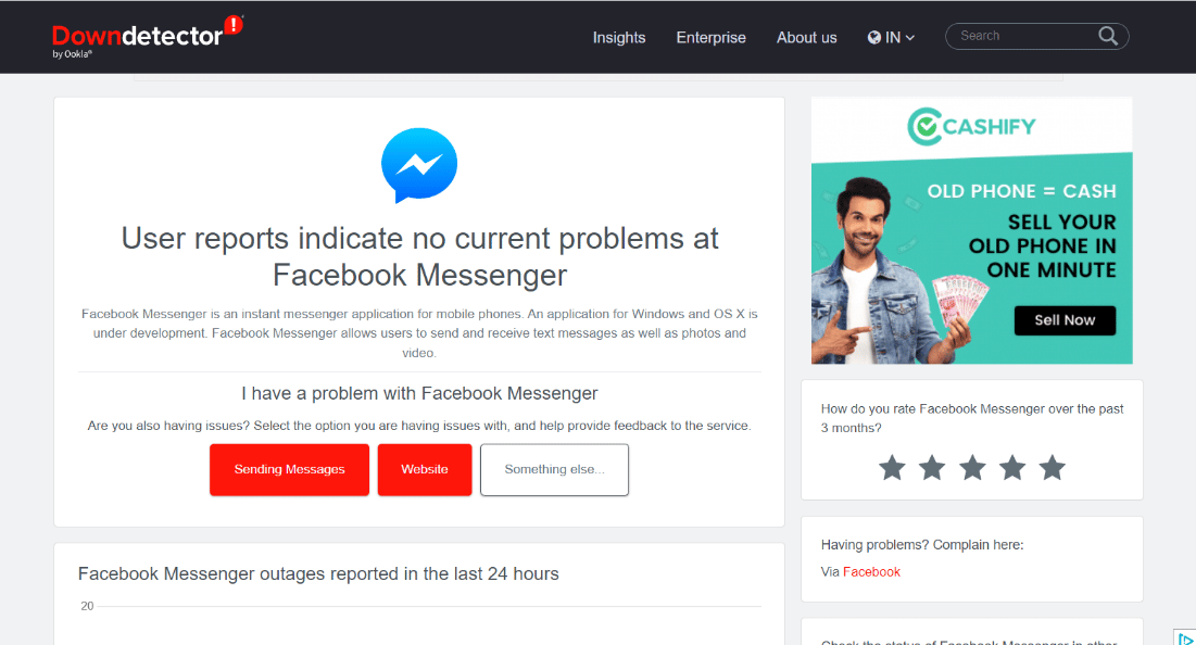 Kiểm tra trạng thái máy chủ Messenger. 10 cách khắc phục lỗi tải media trong Facebook Messenger hàng đầu