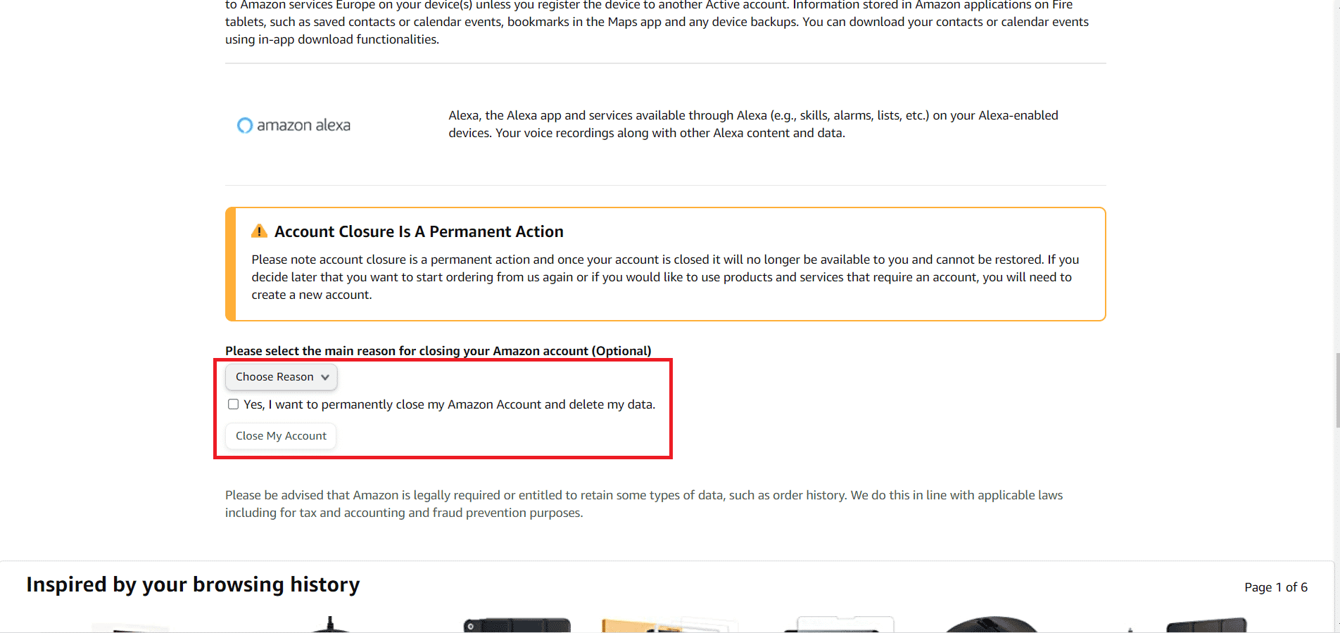 Check the box and click on the Close My Account button | How to Delete Your Amazon Account