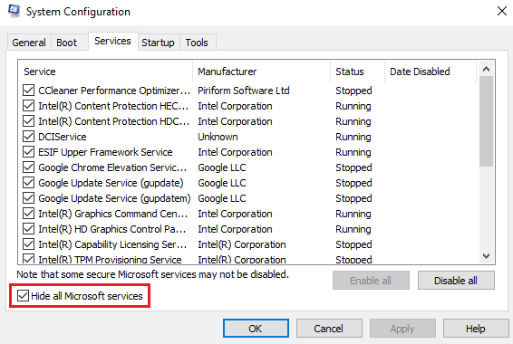 Check the box for Hide all Microsoft Services. Fix Windows 10 Update Error 0x80d02002