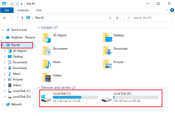 check local disk space. Fix Microsoft Store Error 0x80073D12 in Windows 10