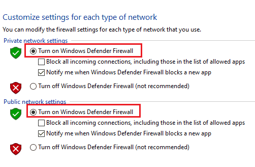 Turn on Windows Defender Firewall. Fix Forza Horizon 4 Unable to Join Session Xbox One