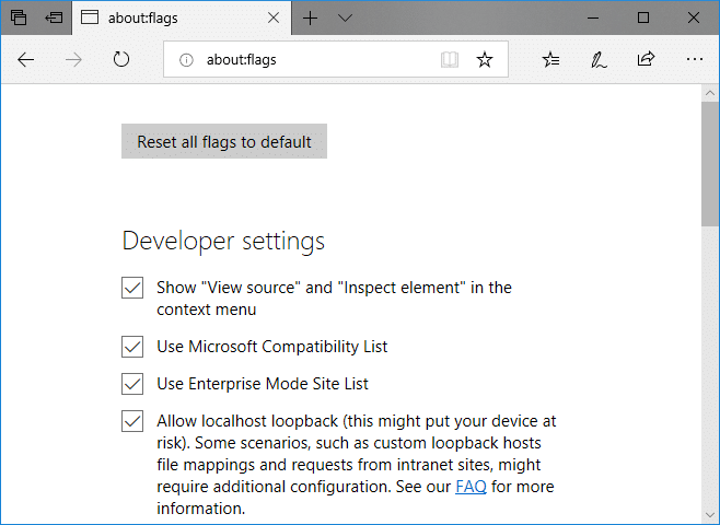 checkmark 'Show View source and Inspect element in the context menu' option