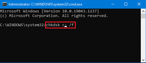 chkdsk command in command prompt