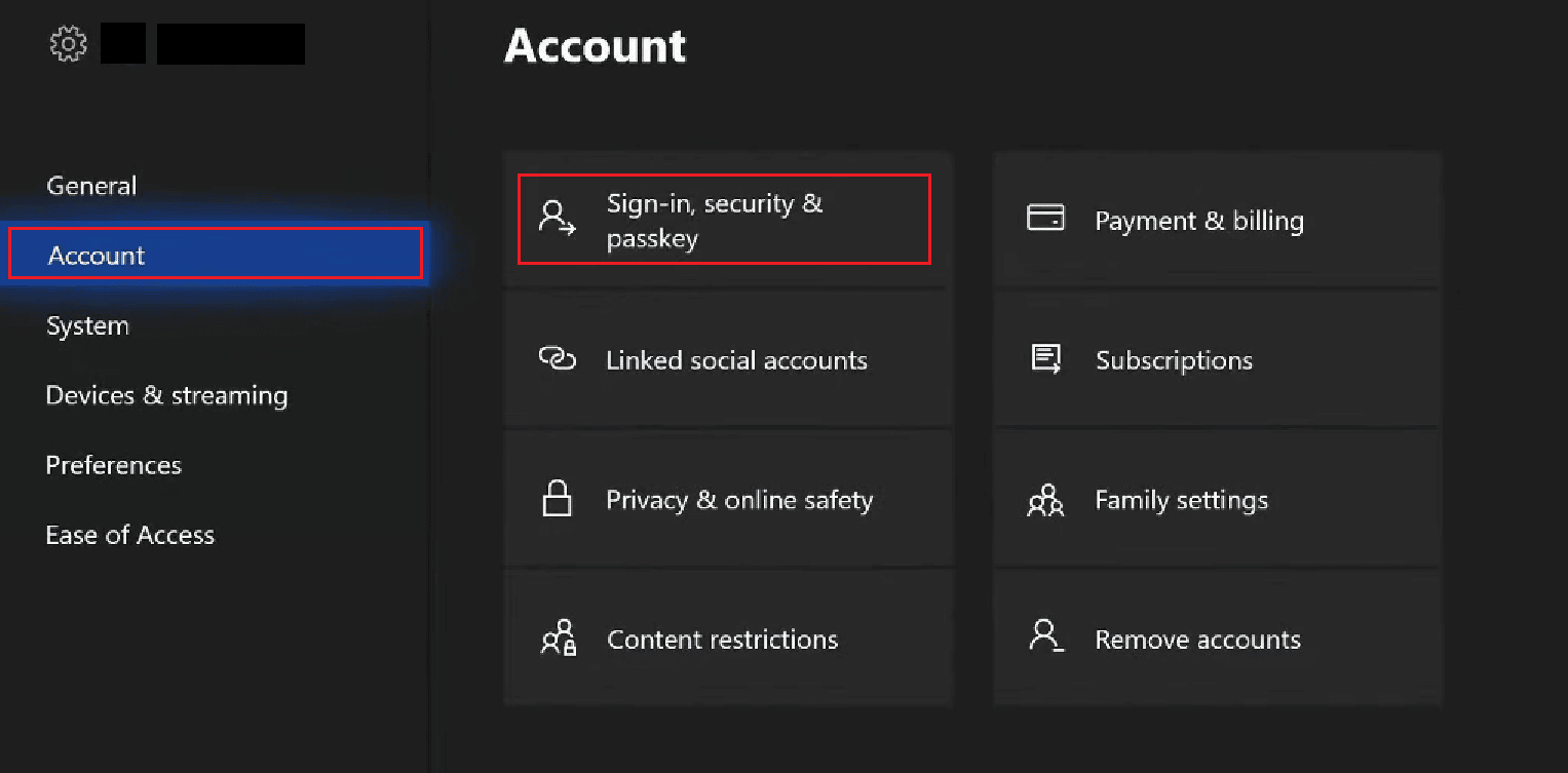 choose Account tab - Sign-in, security & passkey | How Do You Recover Your Old Xbox One Account
