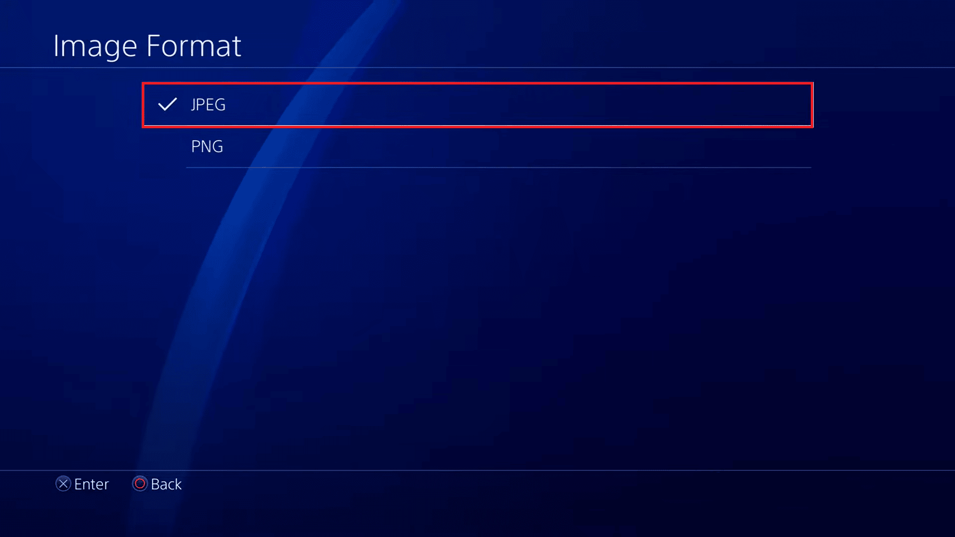 choose JPEG format in PlayStation Screenshot settings PS4