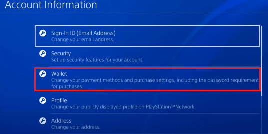 choose Wallet | Why Does PS4 Say Credit Card Information is Not Valid?