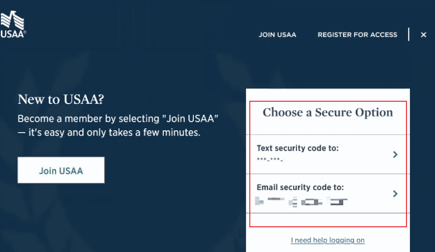 choose a secure option to receive a security code | What is Your USAA Online ID?