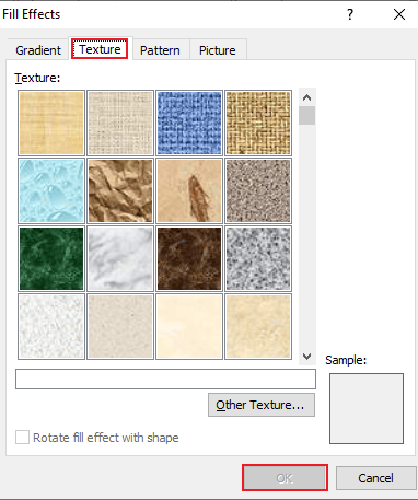 Choose a texture and click ok